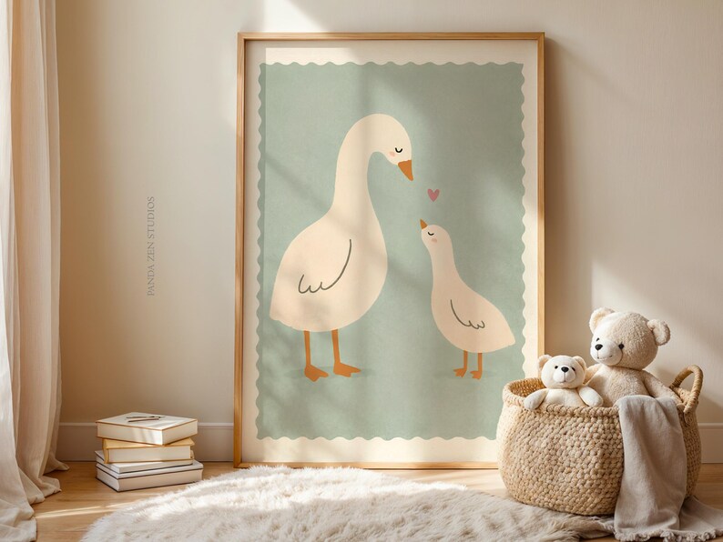 Mama Duck Nursery Wall Art Printable, Cute Duck Baby Room Decor, Animal ...