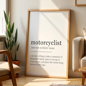 モーターサイクリスト定義プリント、男性へのバイクギフト、オートバイギフト、寮の装飾、モーターサイクリストギフト、モーターサイクリストギフト、バイカーへのギフト