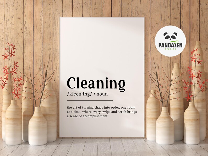 Cleaning Definition Print, Cleaning Printable Wall Art, Cleaning ...