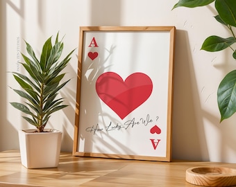 How Lucky Are We Print, Trendy Ästhetischer Wohnkultur, Rosa Roter Streifen, Wohnheim Preppy Inspirierendes Dekor, Nettes Positives Zitat Geschenk, Girly Wandkunst