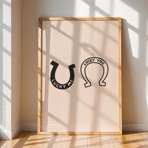Western Horseshoe Printable Wall Art, Lucky Me Lucky You Artwork, Rustic Cowboy Decor, Trendy Minimalist Western Poster, Boho Country Print