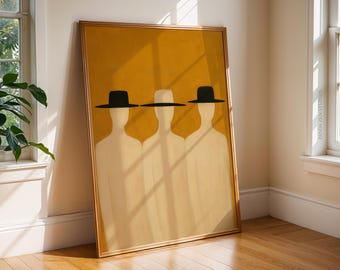 Impresión abstracta neutra de vaquero, arte de pared occidental, decoración rústica minimalista, arte campestre moderno, impresiones de siluetas de vaqueros, descarga digital