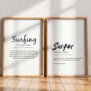 Surfer Definition Print Set of 2, Funny Surfing Wall Art, Digital Download for Beach Lovers, Gift for Surfers, Instant Coastal Vibes Posters