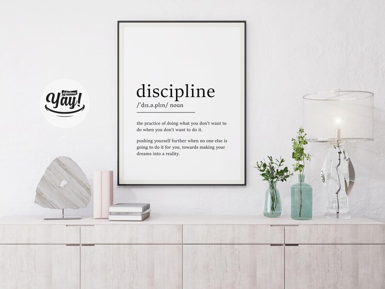 Discipline Definition Print, Motivational Wall Art, Discipline Poster