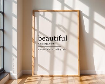 Art mural belle définition, affiche typographie, impression noir et blanc, art mural imprimable définition drôle, cadeau pour lui, téléchargement numérique