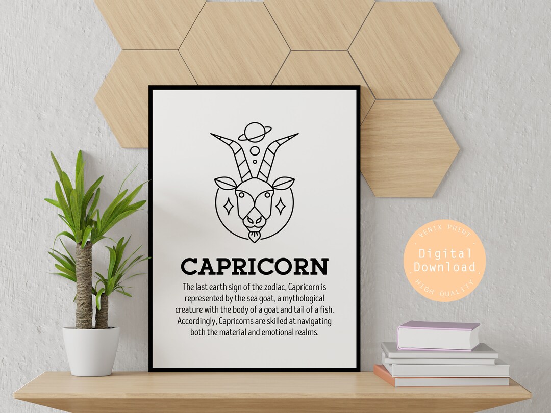 Capricorn Sign Definition Zodiac Wall Art Decor Astrology Etsy