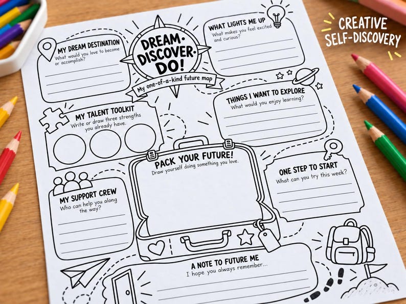 Career Exploration Worksheet for Kids, Goal Setting Activity, Future ...