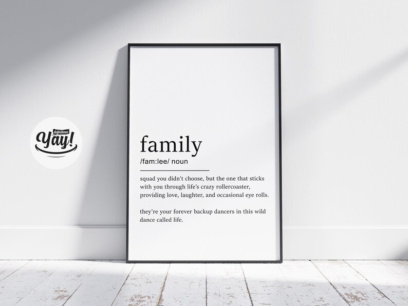 Family Definition Poster Printable, Dictionary Art, Family Art Print