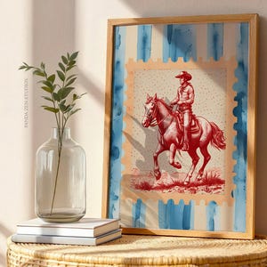 Vintage Western Rodeo Printable Wall Art, Retro Cowboy Horse Print, Mid-Century Rustic Decor, Digital Download for Farmhouse or Boy&#39;s Room