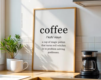 Coffee Definition Digital Print, Coffee Wall Art, Minimalist Coffee Art, Coffee Lover Gift, Kitchen Coffee Poster, Coffee Shop Printable Art