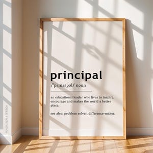Principal Definition Print, Gift for Principal, Teacher Appreciation, School Principal Gift, Principal Gift for Leader, Retirement Printable