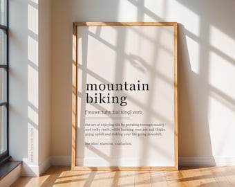 Impresión de definición de ciclismo de montaña, arte mural de ciclismo de montaña, decoración de ciclismo de aventura, regalo para ciclistas, impresión para entusiastas de las actividades al aire libre, póster de ciclismo de regalo