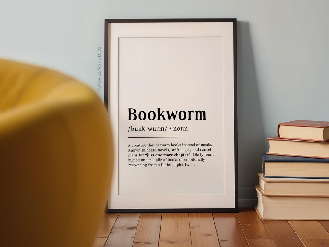 Funny Bookworm Definition Print, Funny Literary Wall Art, Book Lover ...