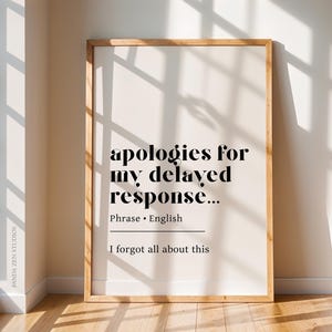 Delayed Response Definition Print, Funny Home Office Poster, Funny Office Sign, Definition Wall Art, Email Definition Print, Office Wall Art
