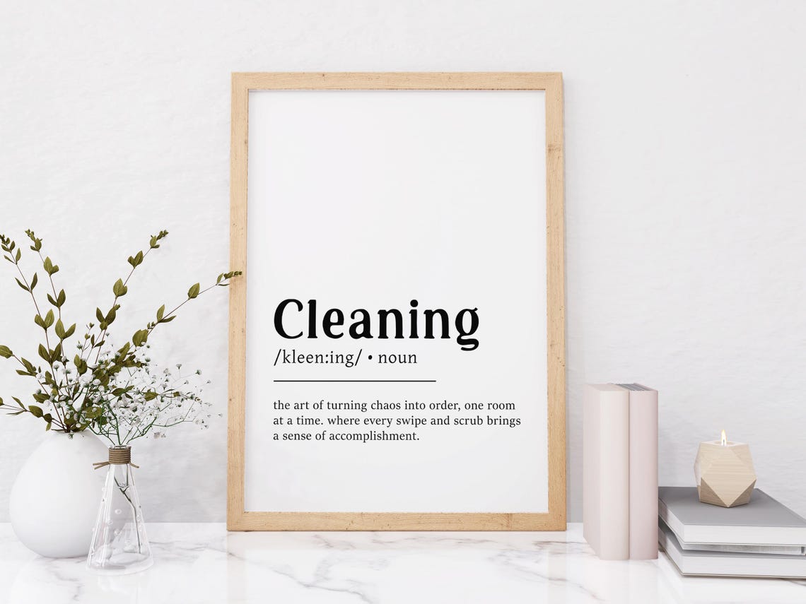 Cleaning Definition Print, Cleaning Printable Wall Art, Cleaning ...