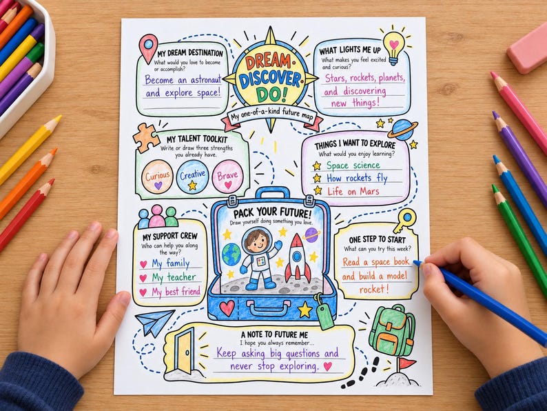 Career Exploration Worksheet for Kids, Goal Setting Activity, Future ...