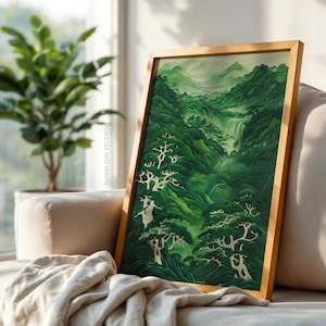 Salbei Japandi Wandkunst, Wabi Sabi Minimalist Wald Druck, Zen Japanisches Poster, modernes Natur-inspiriertes druckbares Geschenk, digitaler Download