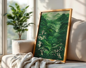 Sage Green Japandi Wall Art, Wabi Sabi Minimalist Forest Print, Zen Japanese Poster, Modern Nature-Inspired Printable Gift, Digital Download