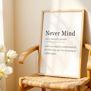 Never Mind Definition Print, Dictionary Art Print, Book Quote Print, Office Definition Print, Wall Art Decor, Print Definition, Gift for Her
