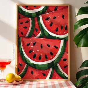 Watermelon Art Print, Vibrant Fruit Wall Art, Summer Kitchen Decor, Juicy Watermelon Poster, Fresh Fruit Illustration, Bright Watercolor Art