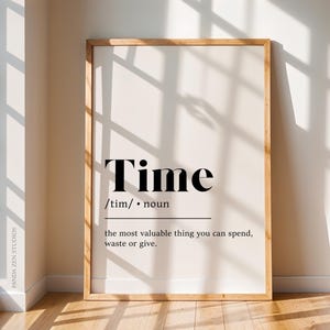 Impresión de definición de tiempo, cita de definición de tiempo imprimible, impresión de cita de tiempo, arte de pared de tiempo, arte de pared digital minimalista, sala de estar imprimible