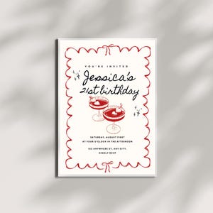 Editable 21st Birthday Cocktail Party Invitation | Canva Template | Fun Digital Invite for Her