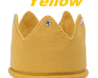 Woolen Baby Crown, Baby Knit Hat, Baby headband, baby beanie, Gold Crown, baby crown, first birthday crown, baby king (1009)