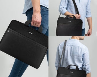 15.6" Black Laptop Bag Case Computer Briefcase Notebook Padded Shoulder Strap