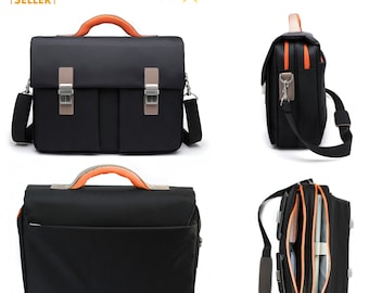 Laptop 15.6'' Briefcase Business Bag with Two locks Work Case Bag Nylon Waterproof Shoulder Bag