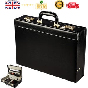 Porte-documents extensible en similicuir - Système de verrouillage à combinaison double Poignée supérieure Housse pour ordinateur portable