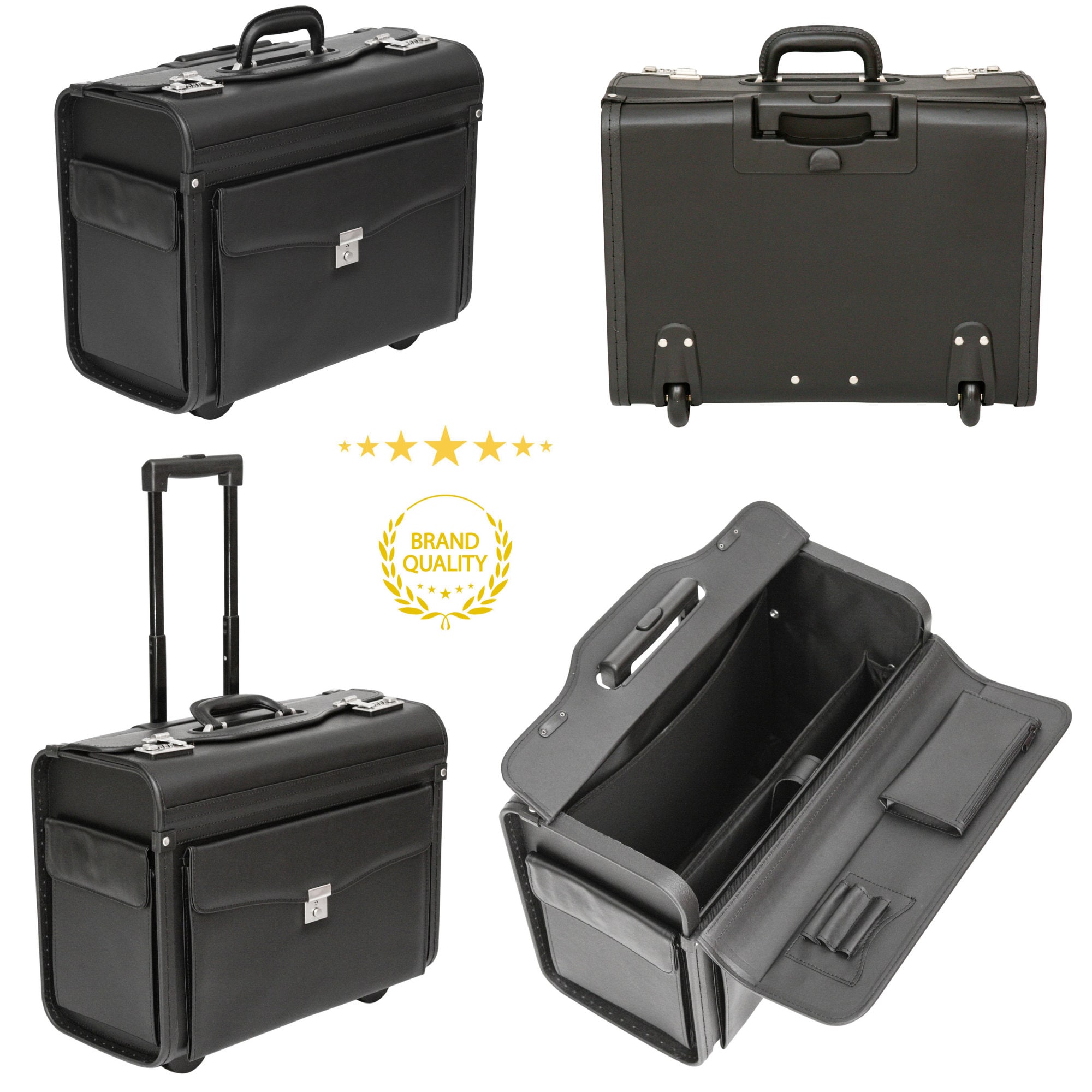 Wheeled Pilot Case Briefcase Business 16 Laptop Flight Briefcase Bag