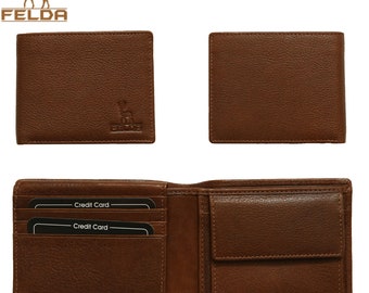 Felda Portefeuille en cuir RFID pour homme + poche avec 9 emplacements pour cartes de crédit
