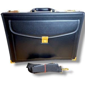Porte-documents noir en similicuir avec poignée supérieure Organiseur de documents Dossiers Planificateur Étui de présentation Étui de voyage Sac pour ordinateur portable