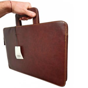 Porte-documents marron, double poignée, classeur de conférence A4, tablette pour ordinateur portable, cuir PU, léger, petit organisateur de documents, étui de voyage