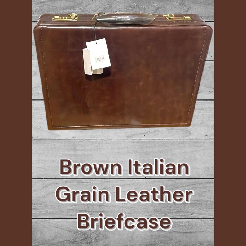 Executive Men's Leather Attache Briefcase Brown/Cherry Red