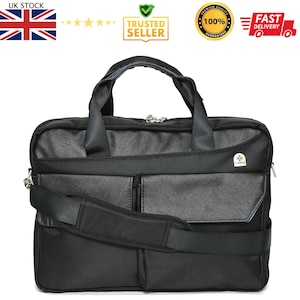 Mallette de luxe pour ordinateur portable 15,6" - Finitions en similicuir - Pochette pour tablette 10" - Bandoulière amovible et réglable. Deux poignées de transport