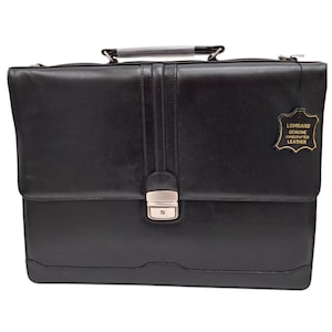 Porte-documents noir fabriqué à la main en cuir souple véritable pour ordinateur portable 15,6 pouces, bandoulière avec étui de voyage, organiseur de documents, poignée supérieure
