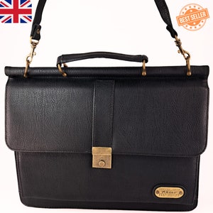 Klassische Umhängetasche Handtasche Laptoptasche Schultertasche PU Top Echtleder Fit für 14 Zoll Laptop Reisetasche