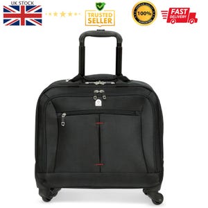 Tassia Roller Bag-Wheeled Laptop Bag-Black Hand Luggage Case-Business Briefcase-4 Wheel Spinner Cabin Luggage - Roller Case for Travel