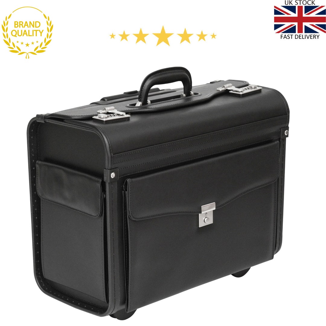 Wheeled Pilot Case Briefcase Business 16 Laptop Flight Briefcase Bag