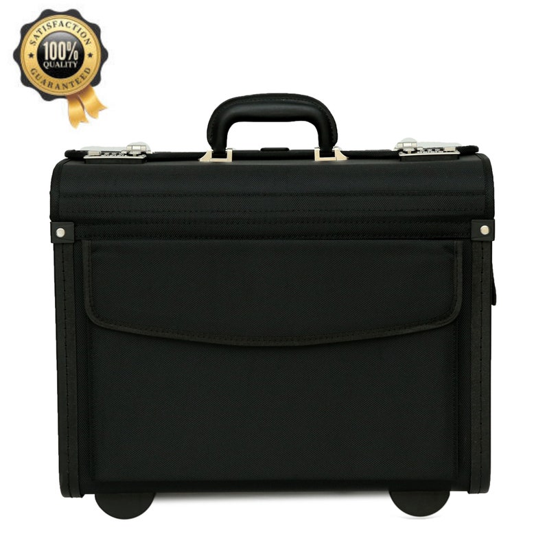 Wheeled Pilot Case Briefcase Business 16 Laptop Flight Briefcase Bag