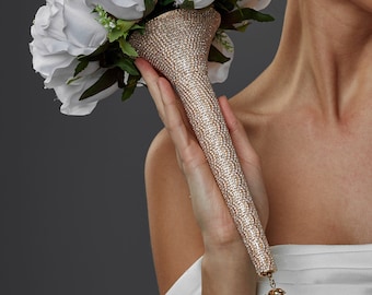 Support à bouquet en cristal doré, accessoires de mariée