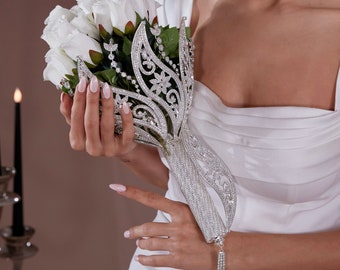 Bride Bouquet Holder, Silver Color, Luxury Wedding Accessories