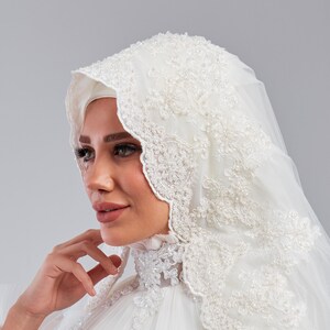 Bridal Hijab, Veil for Muslim Hijabi Bride, Hijab Bridal Veil, Muslim Wedding Accessories