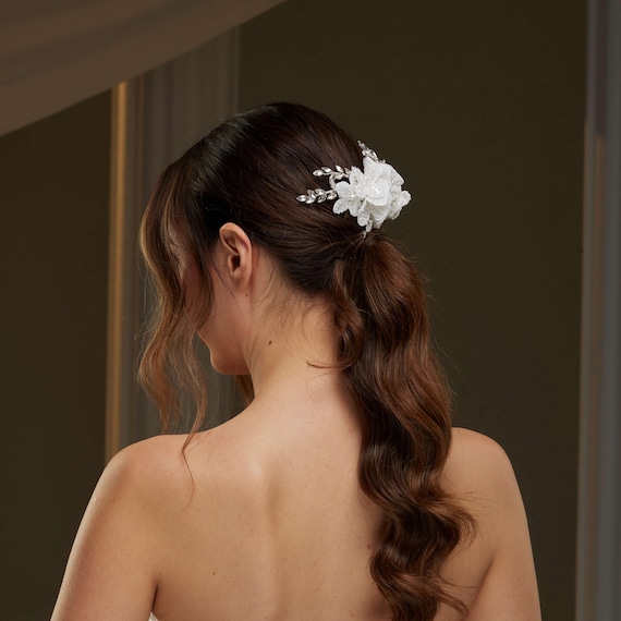 Set Di 4 Fermagli Per Capelli Da Sposa - Argento Con Strass E Cristalli - Clip Floreali In Lega Di Zinco - Per Matrimonio, Ballo, Feste, Occasioni Speciali