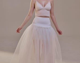 Bridal Petticoat with Corsage and Hard Net Tulle Underskirt ,Wedding Crinoline with Petticoat Netting Fabric
