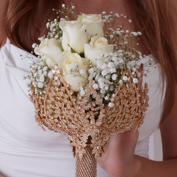 Gold Bouquet Holder, Proposal Flower Holder, Luxury Bridal Accessories, Gold Wedding Bouquet