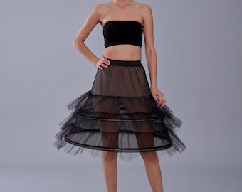 Enagua negra, enagua con forro de falda, enagua para vestido de novia, disfraz de Halloween