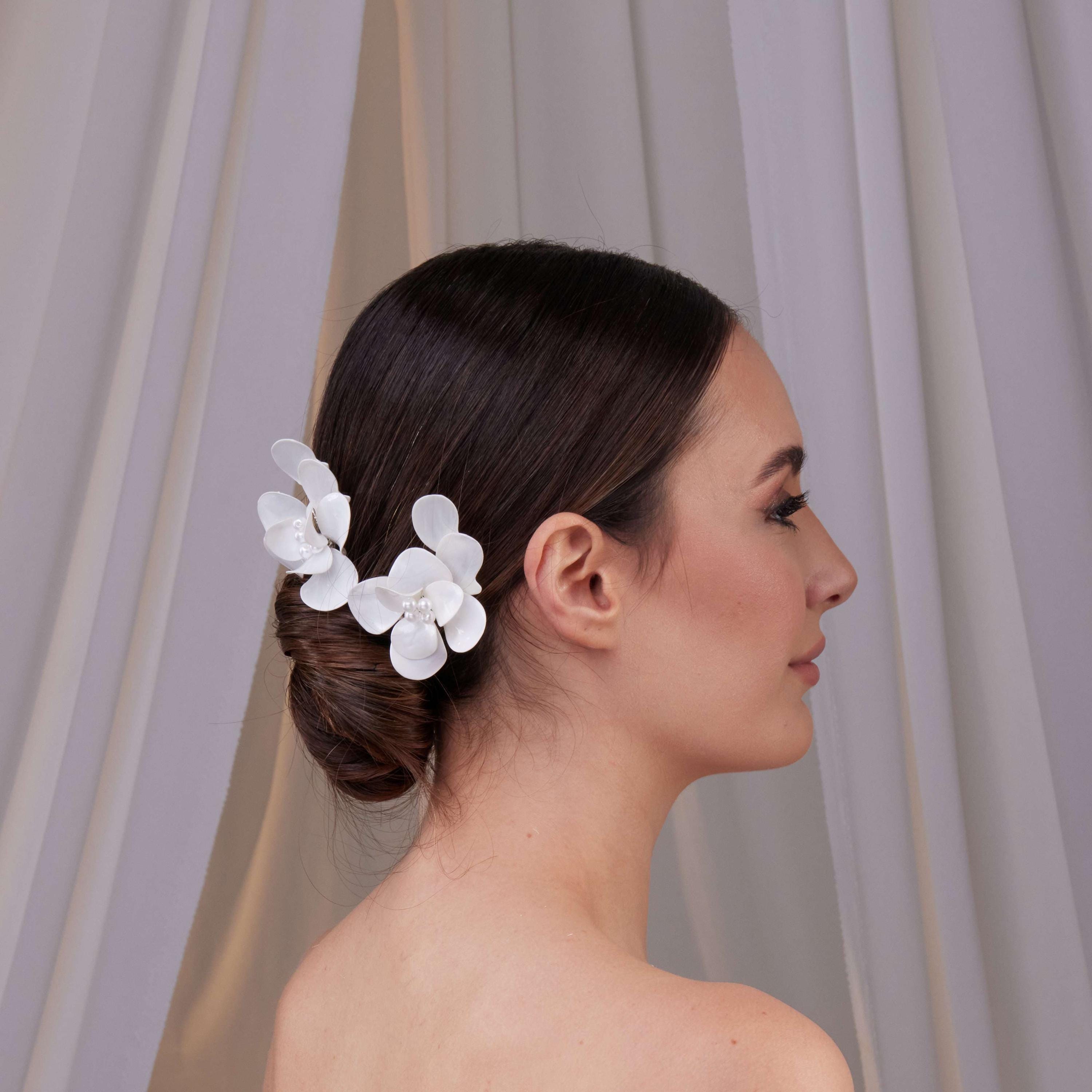 Women\'s matching headpiece & flower pin Two-piece Flower Hair Pin Set – Timeless Hair Pins for  main image 3