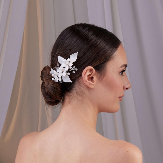 Two-piece Resin Flower Hair Vine Set – Crystal Bead and  display picture 3